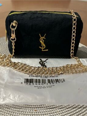 Saint Laurent Black Velvet Chain Crossbody Bag VIP GWP